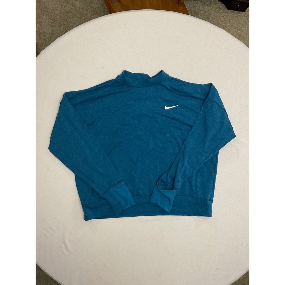 Nike Running Dri-FIT Mock Neck Long Sleeve Top Teal Blue CJ5576-474 Womens L